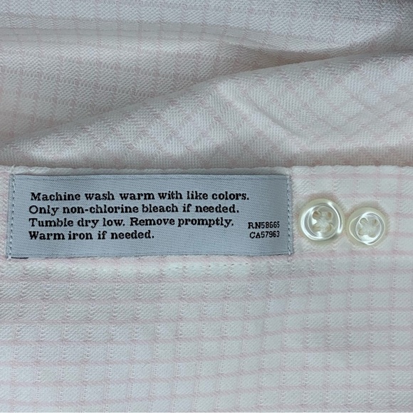 Nordstrom Size 17 XL Pink White Checkered Long Sleeve Dress Shirt Tech Smart - Picture 7 of 9